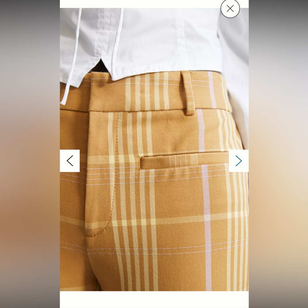 Anthropologie Maeve Kick-Flare Pants Orange Plaid 6 Small - Picture 3 of 12